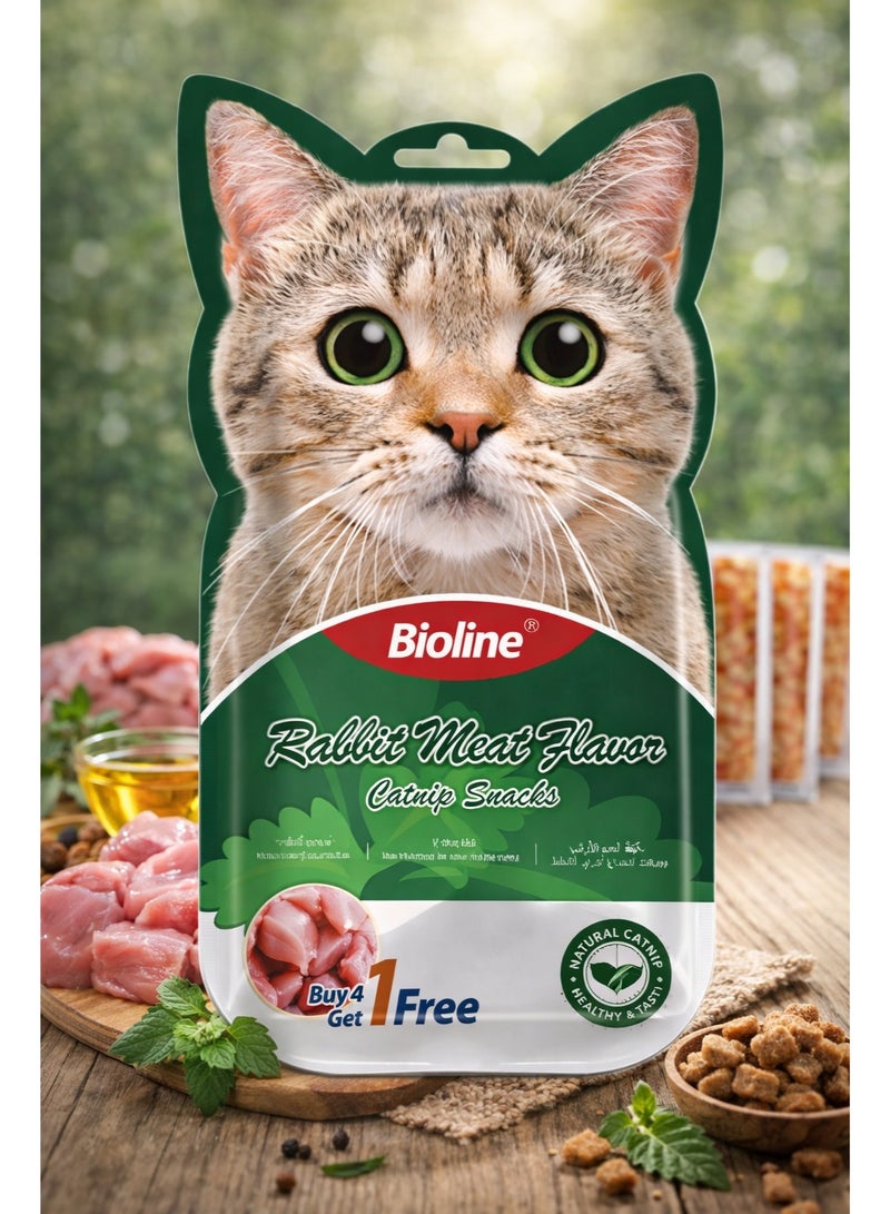 Rabbit Meat Flavor Catnip Liquid Pet Snacks 75g (5 Sticks) – Premium Grain-Free Lickable Treats with Natural Catnip for Healthy Digestion and Stress Relief