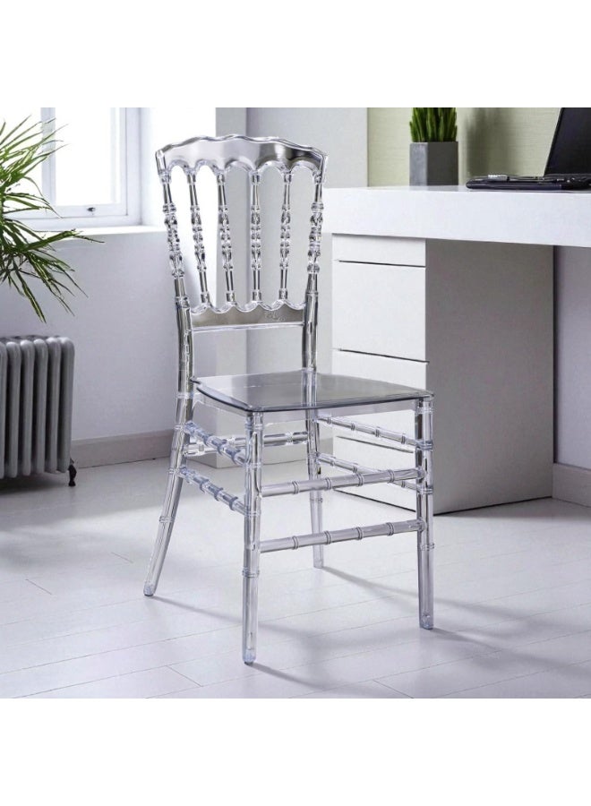 Multi Home Furniture Transparent Chiavari Dining Chair – Crystal Clear Design & Acrylic Plastic Chair for Dining Room, Living Room & Balcony Chair, Vintage Accent Chair for Home Furniture & Banquets