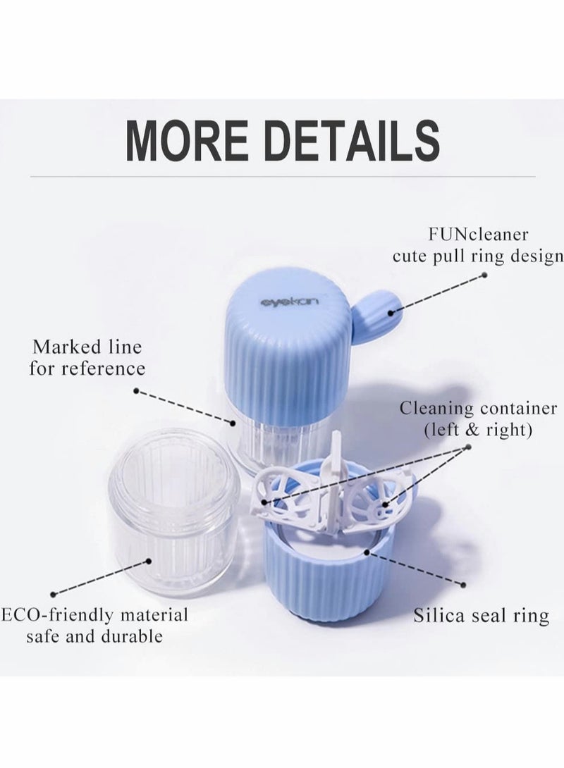 حافظة منظف عدسات لاصقة محمولة، غسالة عدسات لاصقة مع آلة تنظيف يدوية بسحب الحبل للعناية اليومية، تنظيف سريع للعدسات اللاصقة الناعمة والصلبة (أخضر راين)