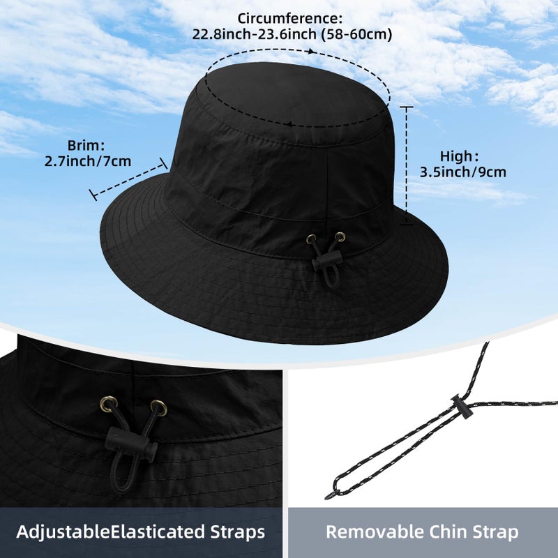 Durio Waterproof Bucket Hats for Woman UPF 50+ Sun Hat UV Protection Packable Rain Hats for Women Lightweight Hiking Hat Black One Size - Image 3
