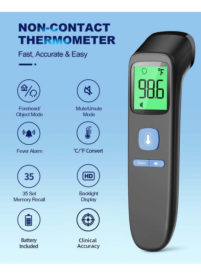 ANMEATE ANMEATE No-Touch Forehead Thermometer for Adults, Infrared Digital Thermometer for Kids, Touchless Baby Thermometer, Accurate Reading with Large Display, Mute Mode, Memory Recall, Fever Alarm  - Image 2