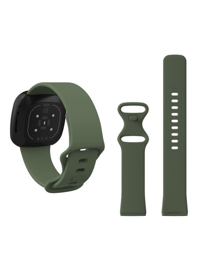 NIBEMINENT Flatpin Silicon Replacement Band For Fitbit Versa 3/Sense Dark Olive Green - Image 2