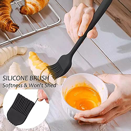 TASKHOUSE Silicone Spatula & Pastry Brush Set Heat Resistant Non-Stick Baking & Cooking Utensils Rubber Scraper & Oil Brush (2 Piece, Black) - Image 3