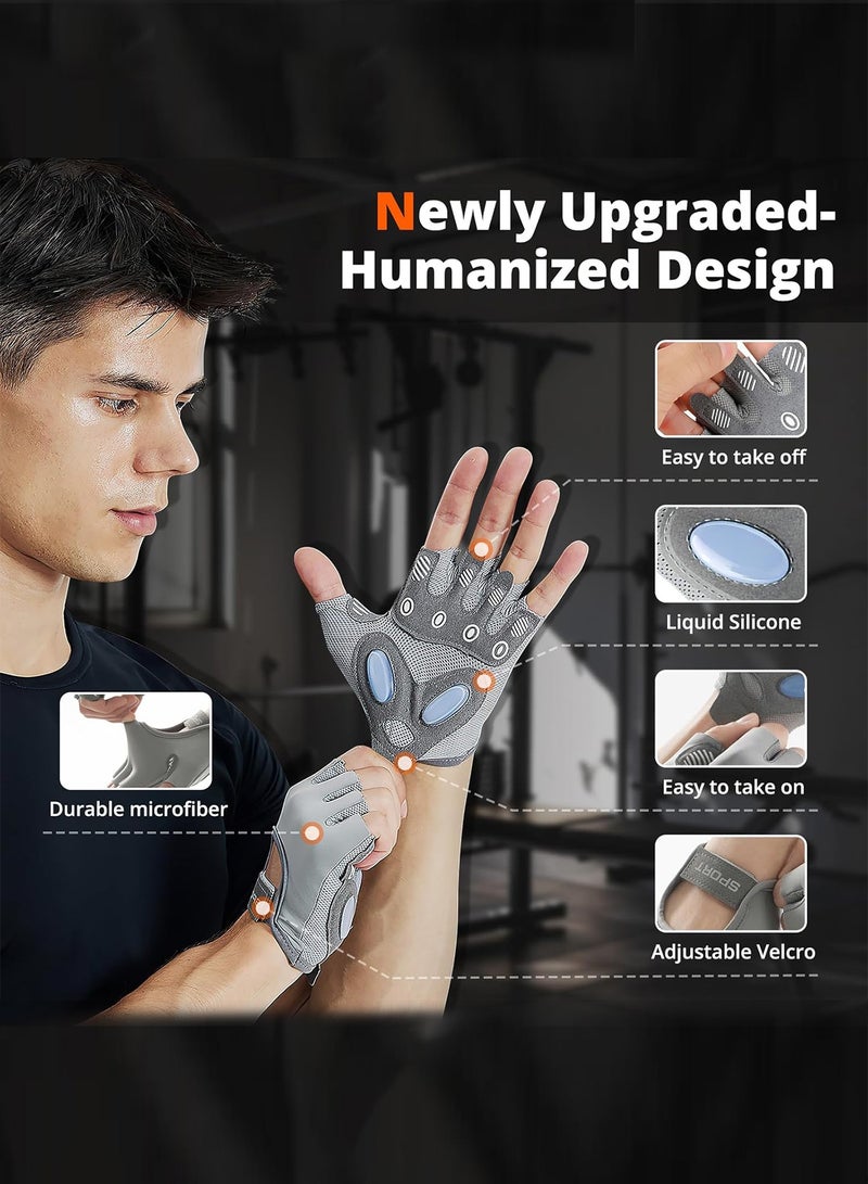 HomKawt HomKawt Weight Lifting Gloves, Workout Gloves for men and Women, Cycling Gloves with non-slip Silicone & Wrist Support Adjustable Velcro Strap, Suitable for Fitness Training Weightlifting  - Image 5