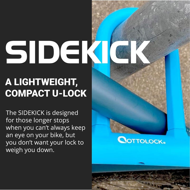 OTTOLOCK Sidekick Compact U-Lock - Heavy Duty Anti Theft Bicycle U-Lock with Keys, Silicone-Coated, Bike Accessories, Blue - Image 2