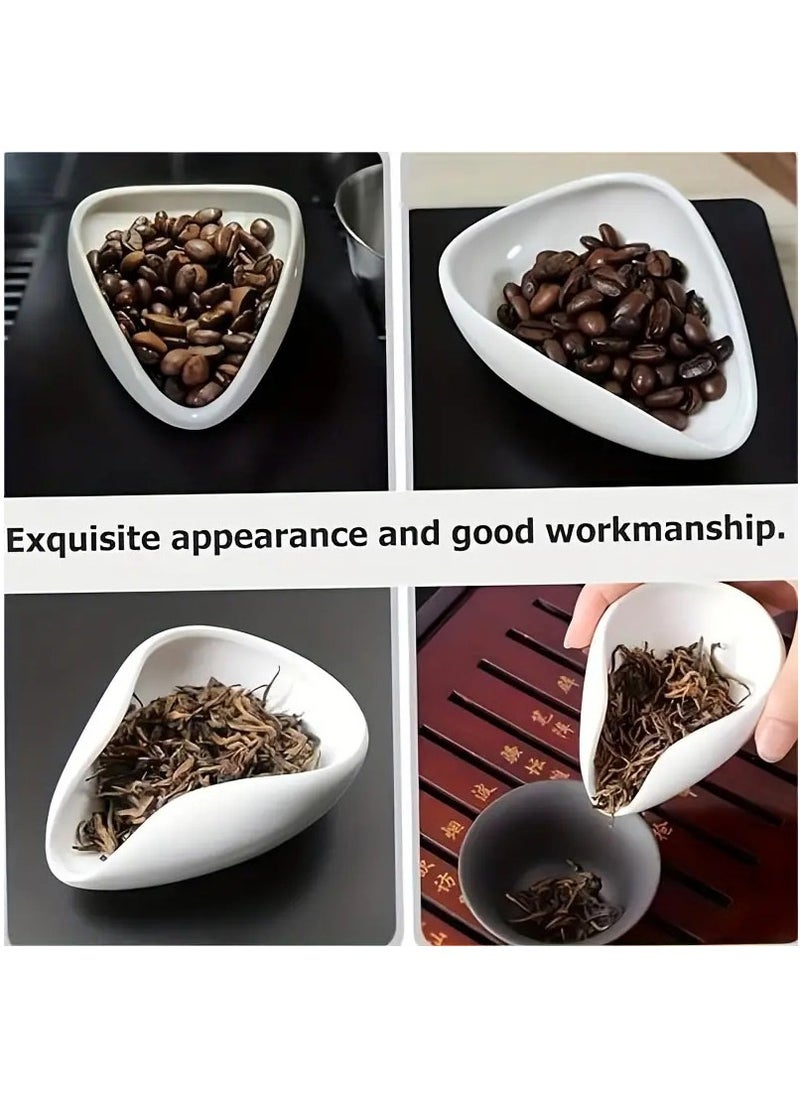 Arabest Pure White Ceramic Coffee Bean Dose Trays Set -SmoothPorcelain Teaspoon and Tea Separator Vessel- Coffee BeanSpoon and Shovel - Tea Trays  - Image 1