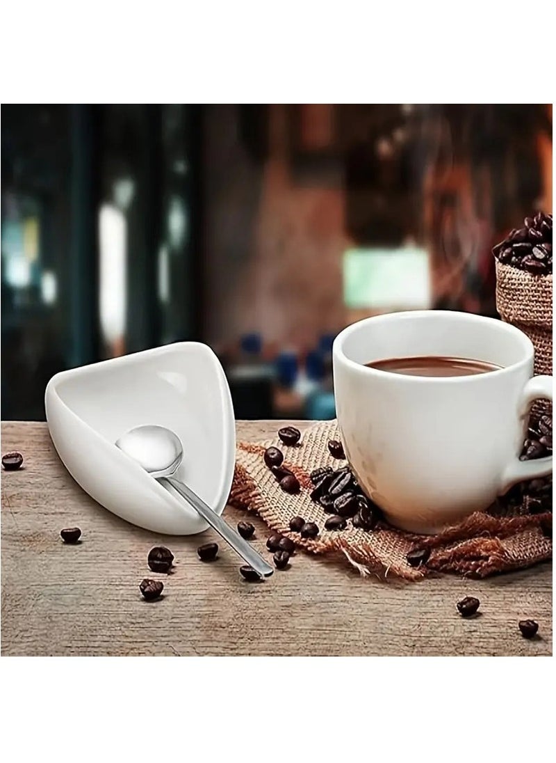 Arabest Pure White Ceramic Coffee Bean Dose Trays Set -SmoothPorcelain Teaspoon and Tea Separator Vessel- Coffee BeanSpoon and Shovel - Tea Trays  - Image 4