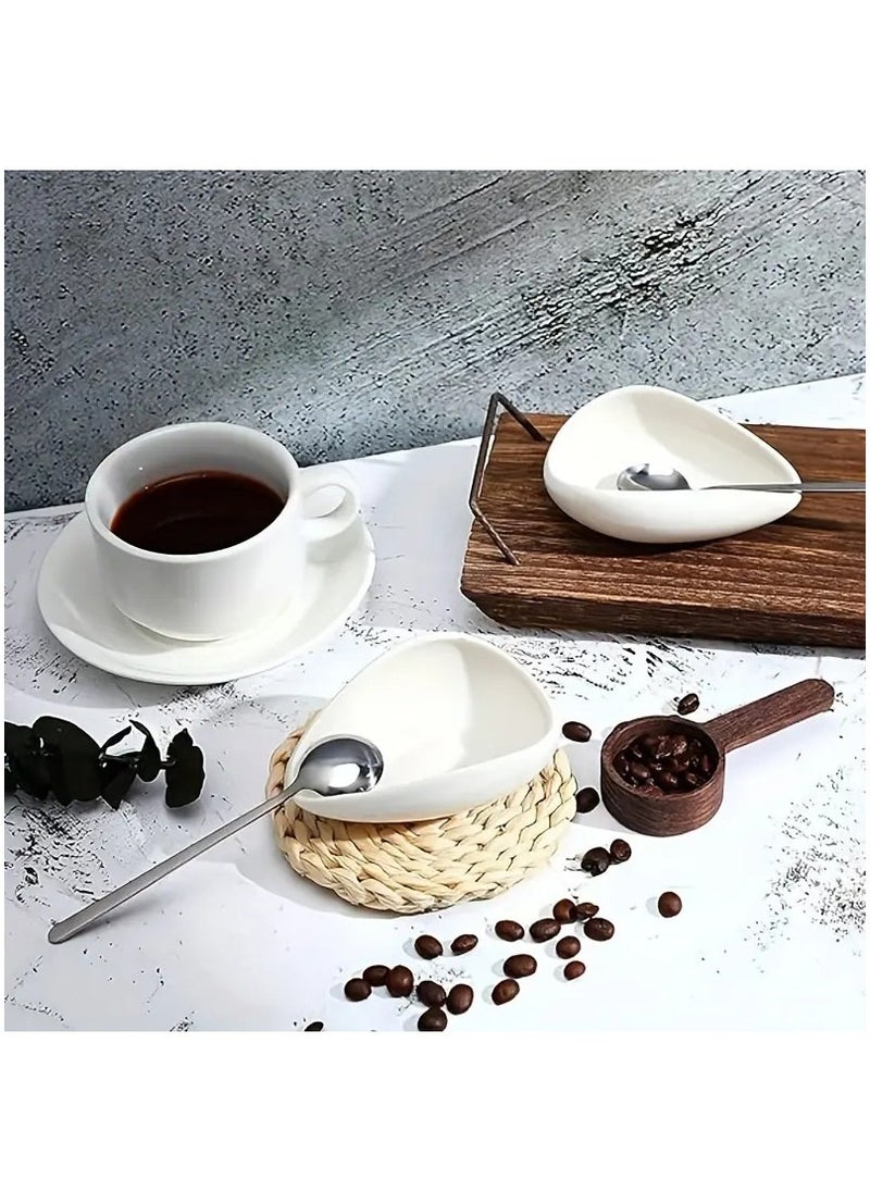 Arabest Pure White Ceramic Coffee Bean Dose Trays Set -SmoothPorcelain Teaspoon and Tea Separator Vessel- Coffee BeanSpoon and Shovel - Tea Trays  - Image 5