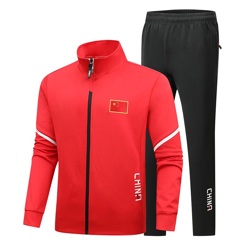 National Fashion Sports And Leisure Suit Men'S Coat Stand Collar Straight Pants Couple Sweater Men'S Pass Code Group Training Clothes - Image 1