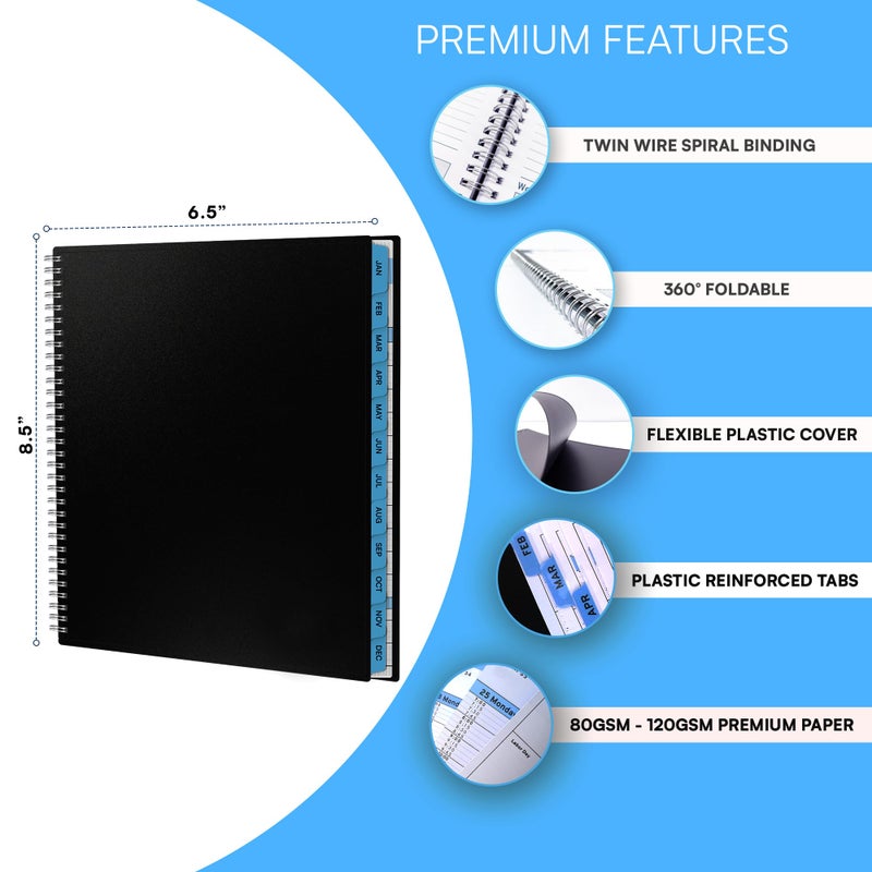 Ensight 2026 Appointment Book and Planner 6.5" x 8.5" Large Hourly Weekly Daily Schedule Book with Tabs, 30 Minute Time Slots, Blue Calendar Organizer Jan 2026â€“Dec 2026 Appointment Planner - Blue - Image 4