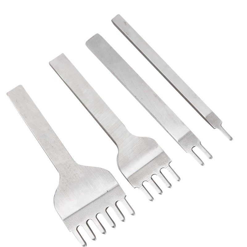 Leather Hole Punch Tool: 4-Piece High Speed Steel Set - High Hardness Wear Resistance Leather Stitching Chisel for DIY Leather Craft, Leather Working - Image 2