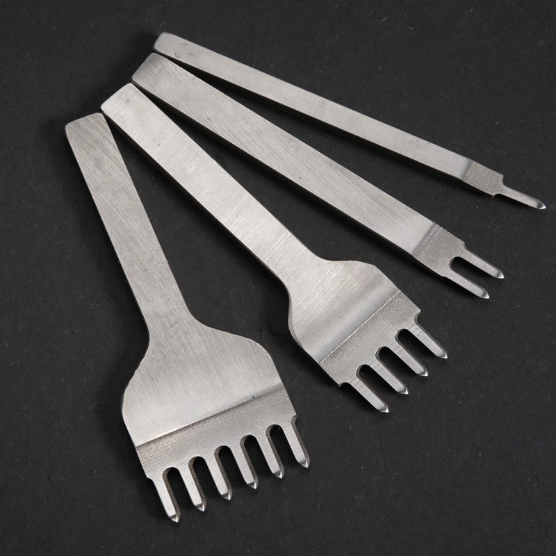 Leather Hole Punch Tool: 4-Piece High Speed Steel Set - High Hardness Wear Resistance Leather Stitching Chisel for DIY Leather Craft, Leather Working - Image 4
