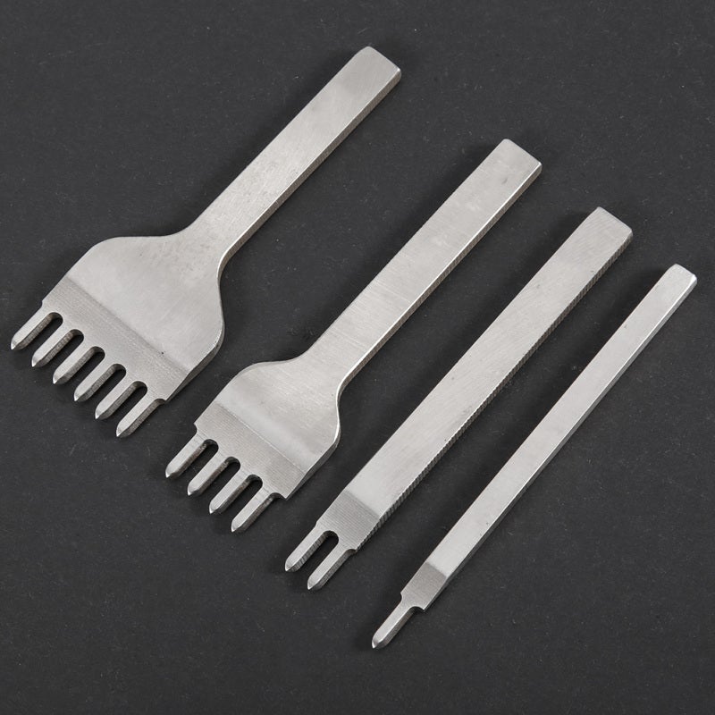 Leather Hole Punch Tool: 4-Piece High Speed Steel Set - High Hardness Wear Resistance Leather Stitching Chisel for DIY Leather Craft, Leather Working - Image 5