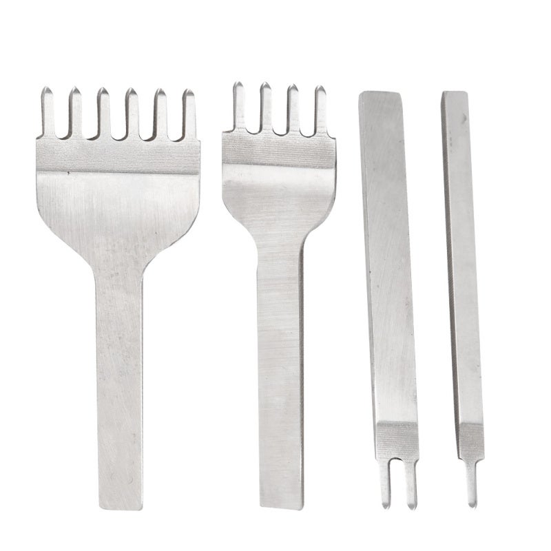 Leather Hole Punch Tool: 4-Piece High Speed Steel Set - High Hardness Wear Resistance Leather Stitching Chisel for DIY Leather Craft, Leather Working - Image 3