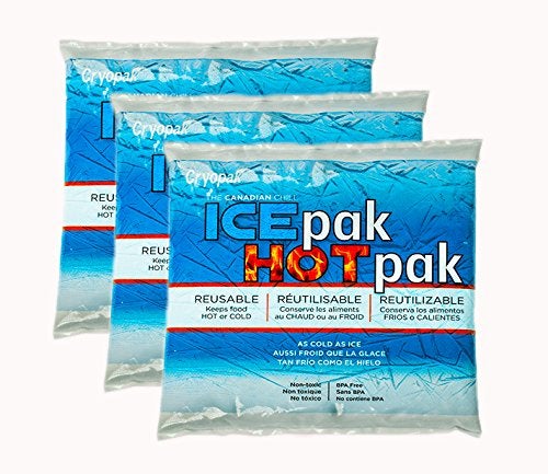 Cryopak Reusable Ice Pak Hot Pak 3Pack For Coolers Lunch Box and Insulated Bags Perfect for School Lunch Picnics Trips at the Beach BBQs Camping and Other Outdoor Activities