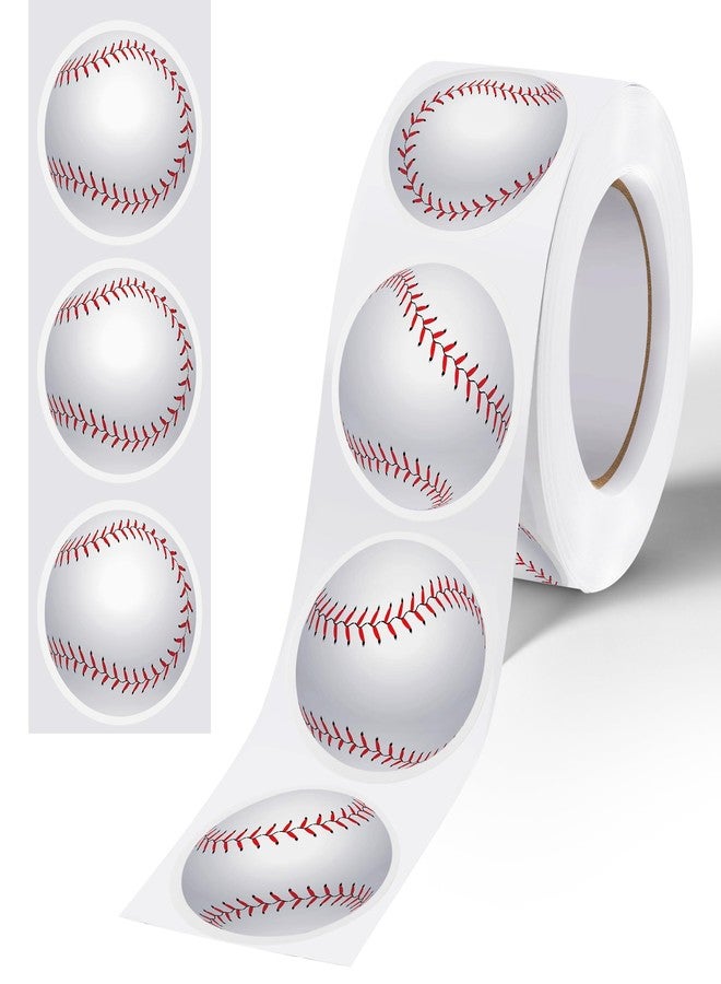 Fovths 500 Pieces Baseball Stickers Roll Sports Ball Self-Adhesive Sticker Labels for Water Bottles Scrapbooks Envelope Gift Bag Seal Sports Theme Party Favors Supplies - Image 1