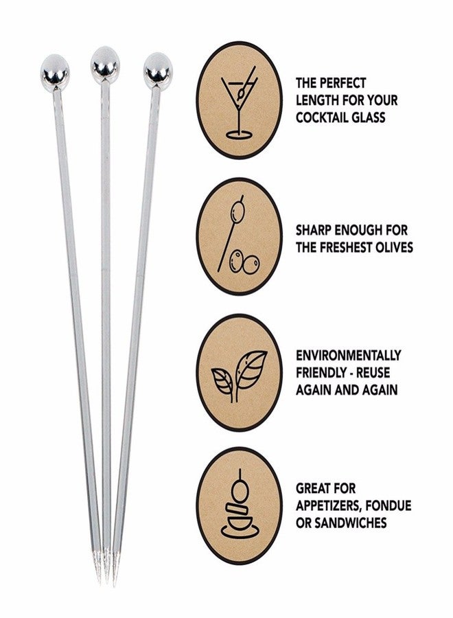 SZLFSX 50 Pieces Stainless Steel Cocktail Picks Metal Martini Picks 4.3 inch - Image 4