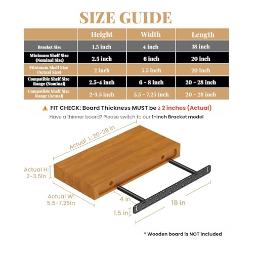 Craftersmark 2pcs Floating Shelf Hardware Heavy Duty Hidden Shelf Brackets SupportWall Mounting Invisible Floating Shelves Bracket Without Jig 18 x 4 x 15 Without Tools - Image 3