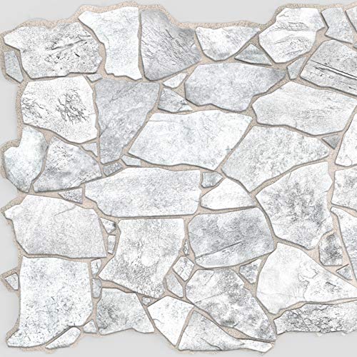 Dundee Deco REAZ244WG10 White Grey Faux Stone PVC 3D Wall Panel 32 ft X 21 ft 98cm X 63cm Interior Design Wall Paneling Decor 67 sq ft 062 sq m Each Pack of 10 - Image 3