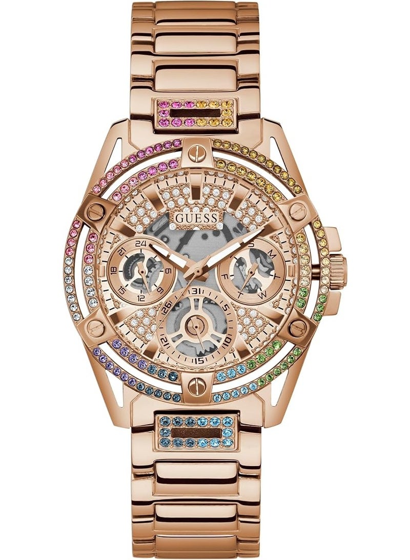 جس GUESS Stainless Steel Women Rose Gold Analog Round Dial Watch- Gw0464L5 - Image 1