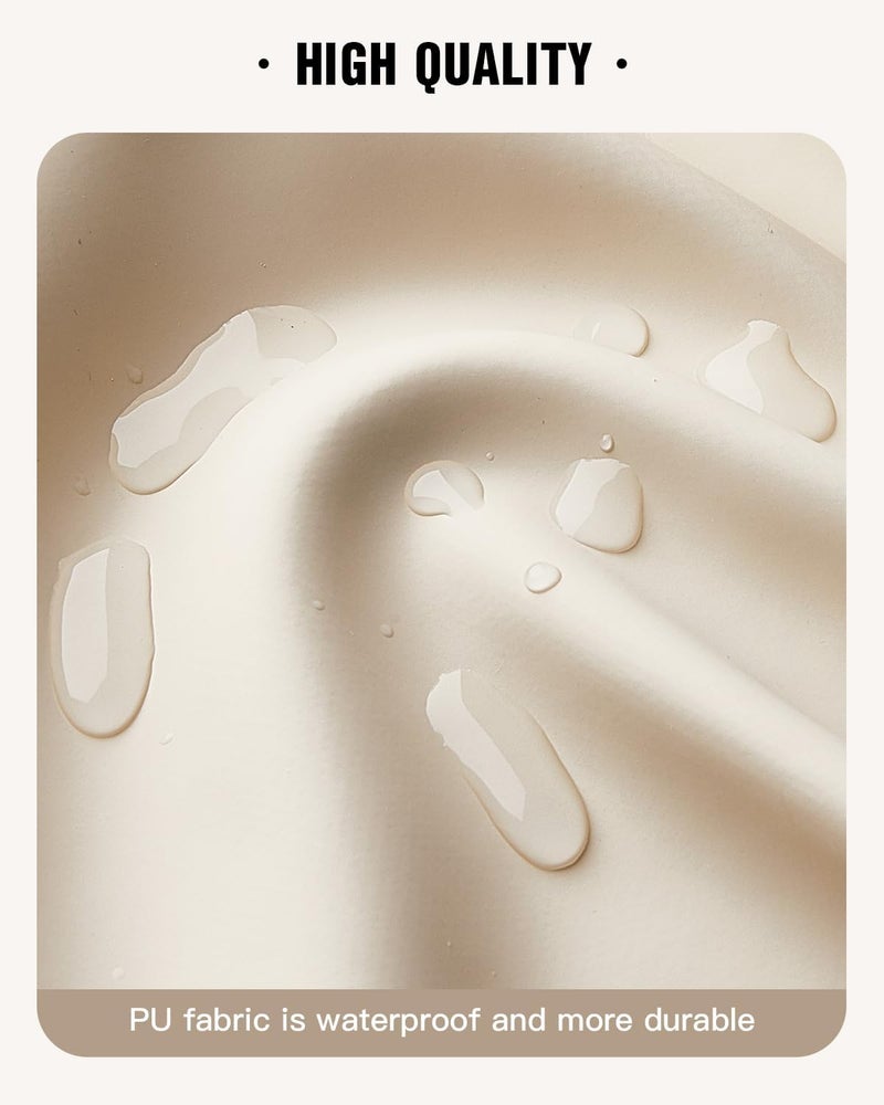 EACHY Toiletry Bag with Hanging Hook, Travel Makeup Bag PU Leather Cosmetic Bags for Women Make Up Organizer with 4 Compartments Waterproof Full-Size Portable Travel Essentials (Beige) - Image 3