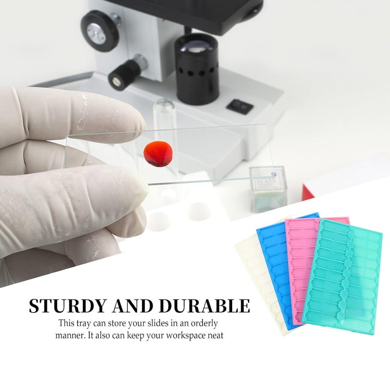 cheekyglo 4pcs Microscope Slide Storage Tray 20 Capacity Plastic Microscope Slide Trays (Random Color) - Image 4