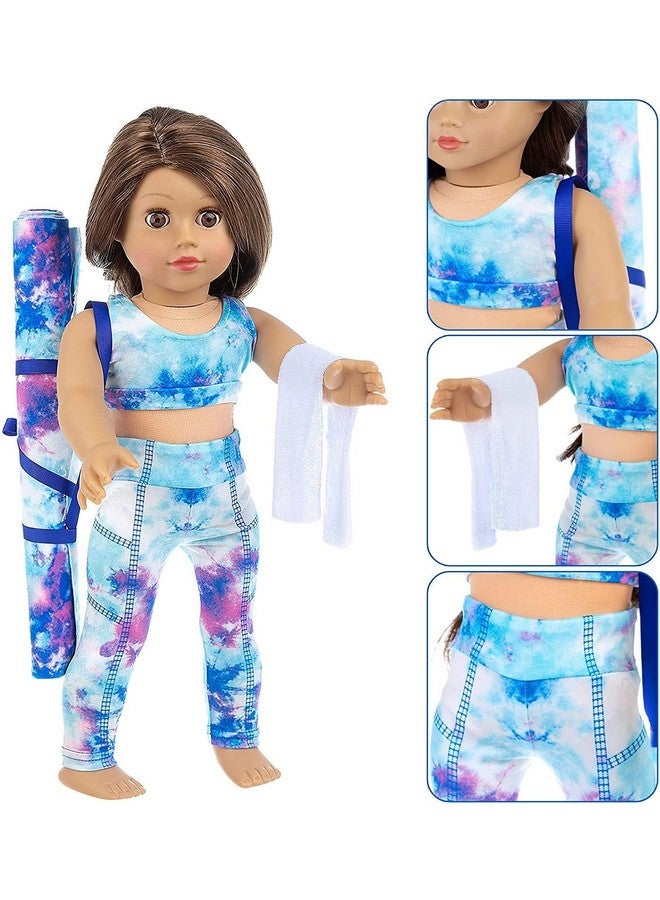 Ecore Fun 3 Items 18 Inch Doll Clothes Yoga Pilates Sports Clothes Gymnastics Yoga Exercise Outfit Sets Includes Vest Suit, Yoga Mat And Towel - Image 3