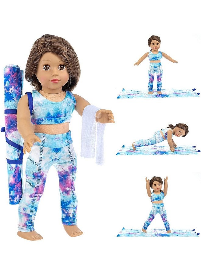 Ecore Fun 3 Items 18 Inch Doll Clothes Yoga Pilates Sports Clothes Gymnastics Yoga Exercise Outfit Sets Includes Vest Suit, Yoga Mat And Towel - Image 1