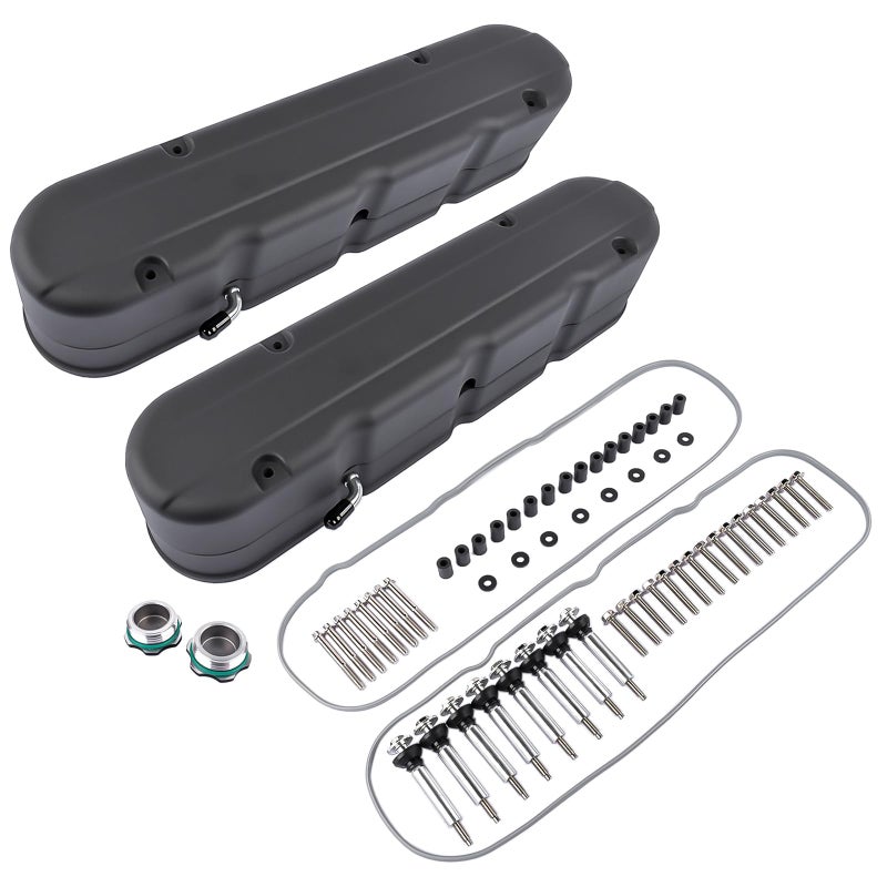 LS Cast Black Aluminum Valve Covers Coil Mount Kit Replacement for Chevy Small Block SB V8 Gen III IV 48 53 57 60 62 67L 80823BK 80823 JM80823 JM80823BK
