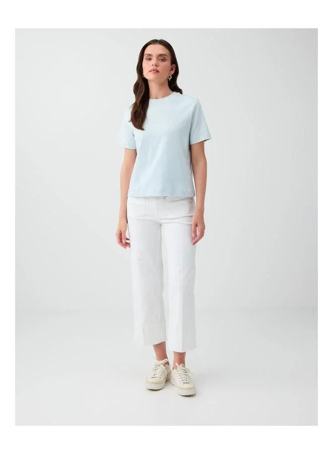 Jimmy Key Sky Blue %100 Cotton Short Sleeve Basic Knit T-Shirt.