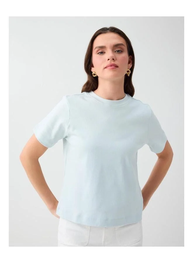 Jimmy Key Sky Blue %100 Cotton Short Sleeve Basic Knit T-Shirt.