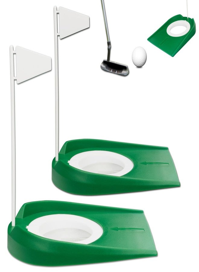 opasyo Putting Green Indoor Set 2pcs Golf Putting Cup with Flag,Golf Putting Cup for Kid Adult Office Garage Yard Indoor Outdoor Practice,Training Aids Putting Greens Cups and Flags (White Flag) - Image 1