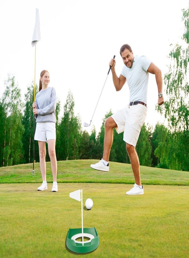 opasyo Putting Green Indoor Set 2pcs Golf Putting Cup with Flag,Golf Putting Cup for Kid Adult Office Garage Yard Indoor Outdoor Practice,Training Aids Putting Greens Cups and Flags (White Flag) - Image 5