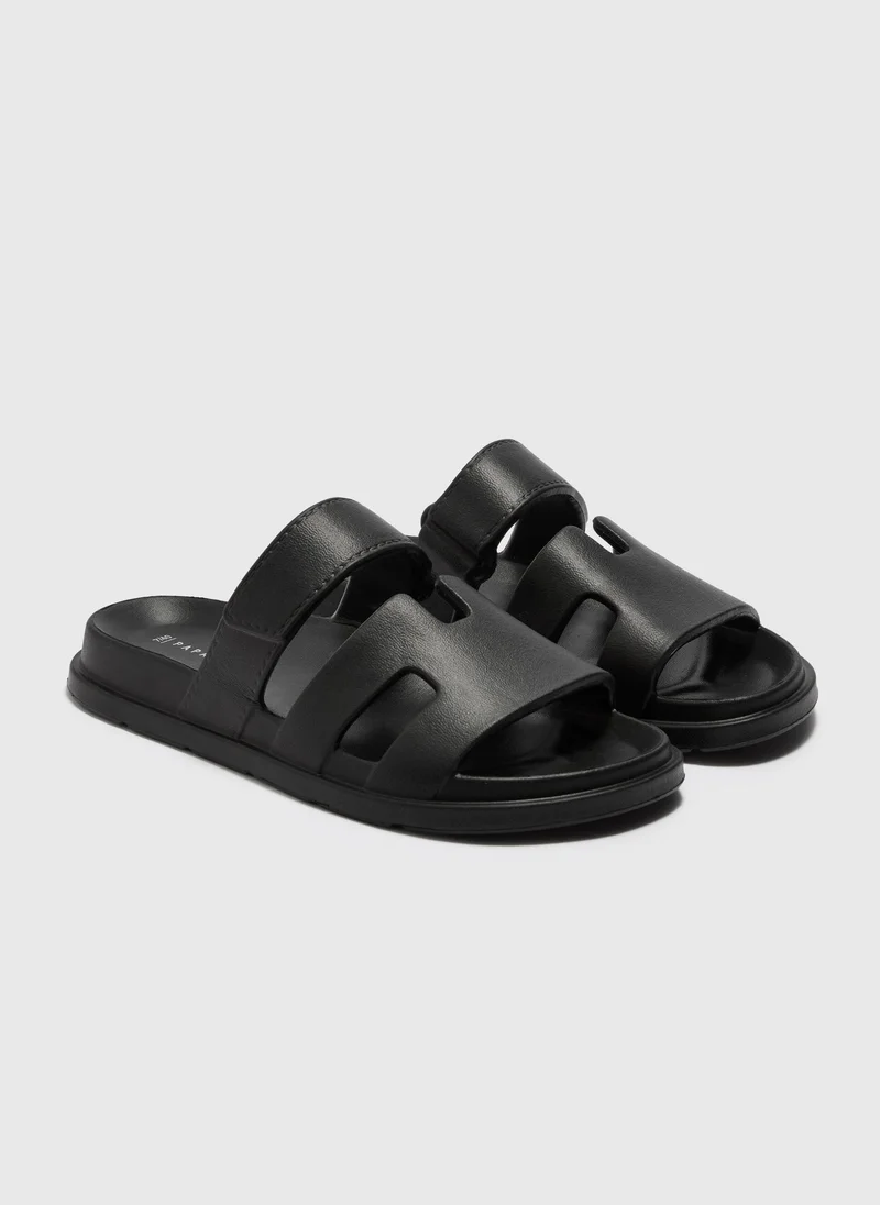 Matalan Black EVA Double Strap Sandals