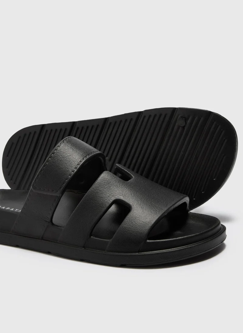 Matalan Black EVA Double Strap Sandals