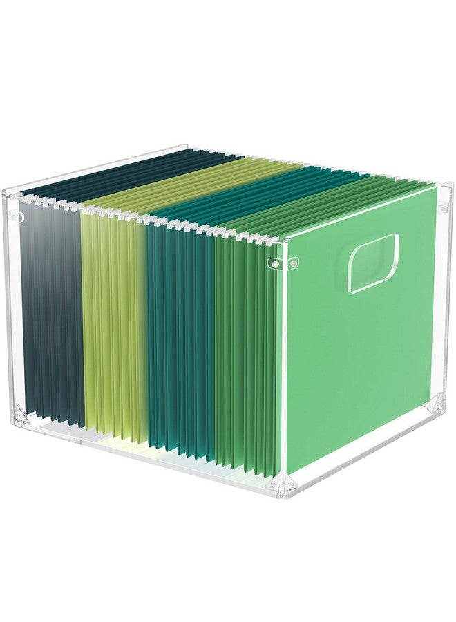 MaxGear Hanging File Organizer Box, Acrylic File Folder Organizer With Handles, Clear File Box Organizer For Letter Size/A4 Folder Holder, Acrylic Desktop File Box For Home Work Office - Image 1