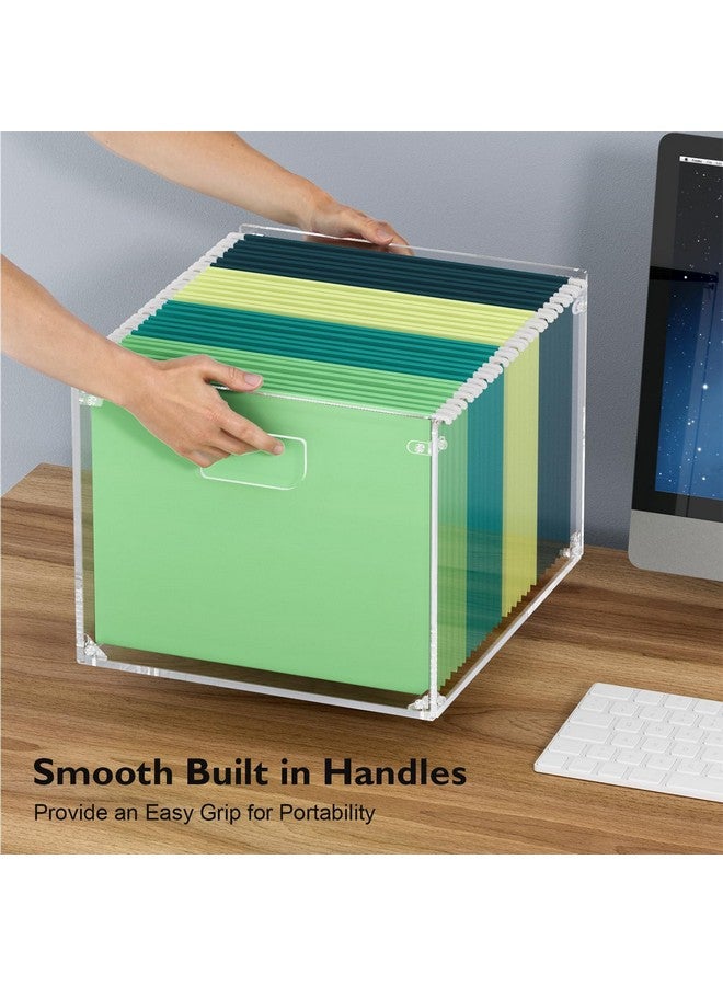 MaxGear Hanging File Organizer Box, Acrylic File Folder Organizer With Handles, Clear File Box Organizer For Letter Size/A4 Folder Holder, Acrylic Desktop File Box For Home Work Office - Image 2