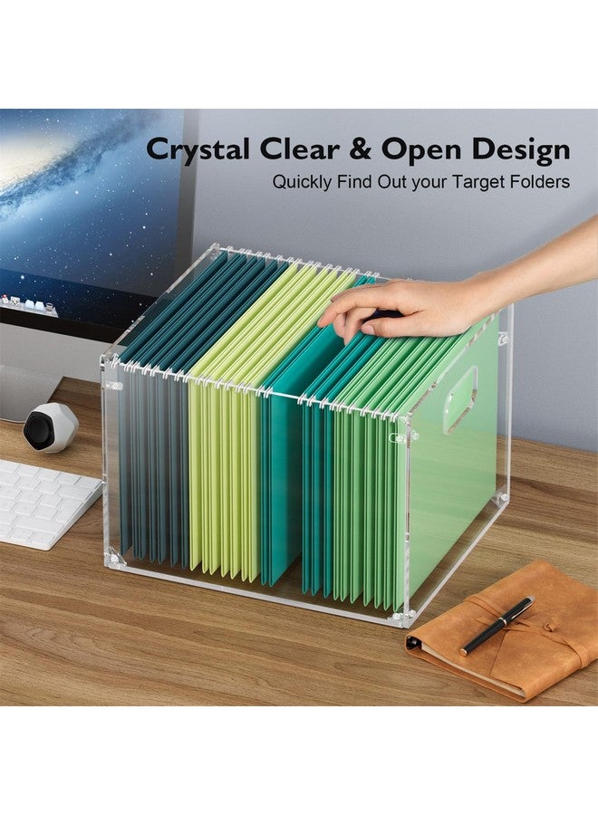 MaxGear Hanging File Organizer Box, Acrylic File Folder Organizer With Handles, Clear File Box Organizer For Letter Size/A4 Folder Holder, Acrylic Desktop File Box For Home Work Office - Image 3