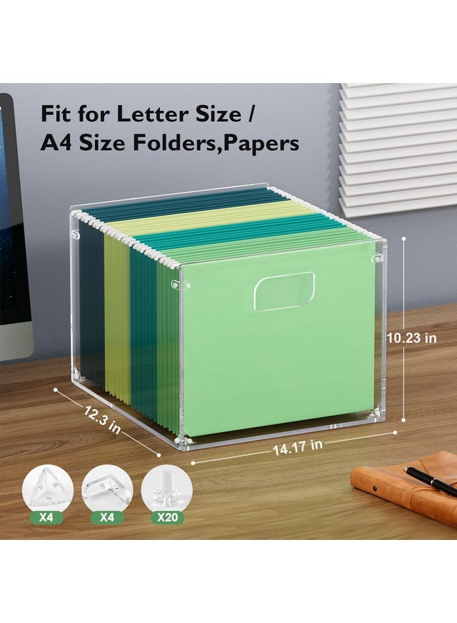 MaxGear Hanging File Organizer Box, Acrylic File Folder Organizer With Handles, Clear File Box Organizer For Letter Size/A4 Folder Holder, Acrylic Desktop File Box For Home Work Office - Image 4