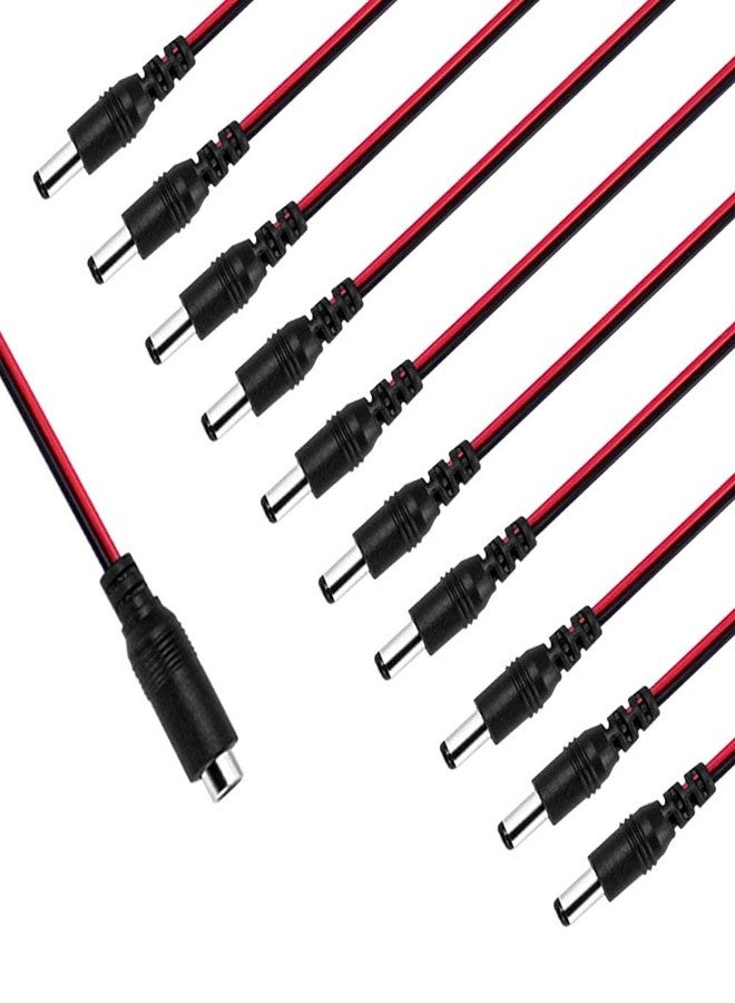 Homenique 10 Pairs DC Power Pigtail Cable 12V 5A 18AWG Male Female Connector 5.5 x 2.1mm Barrel Plug Wire for CCTV Camera LED Strip Power Adapter DIY Wiring - Image 2