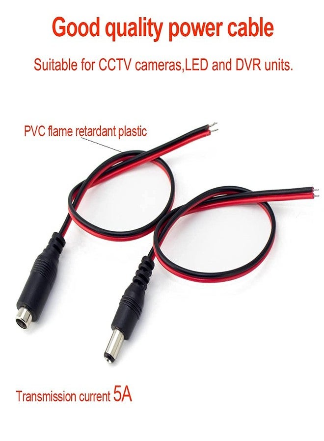 Homenique 10 Pairs DC Power Pigtail Cable 12V 5A 18AWG Male Female Connector 5.5 x 2.1mm Barrel Plug Wire for CCTV Camera LED Strip Power Adapter DIY Wiring - Image 3