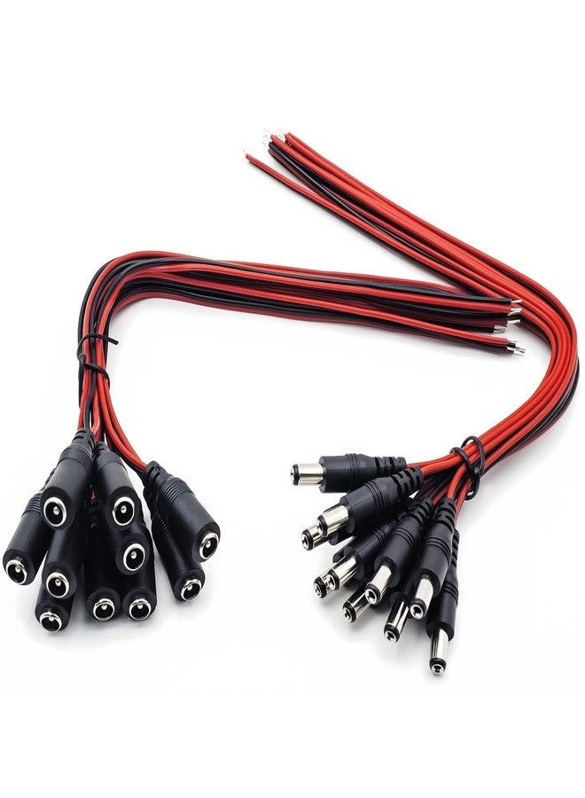 Homenique 10 Pairs DC Power Pigtail Cable 12V 5A 18AWG Male Female Connector 5.5 x 2.1mm Barrel Plug Wire for CCTV Camera LED Strip Power Adapter DIY Wiring - Image 1
