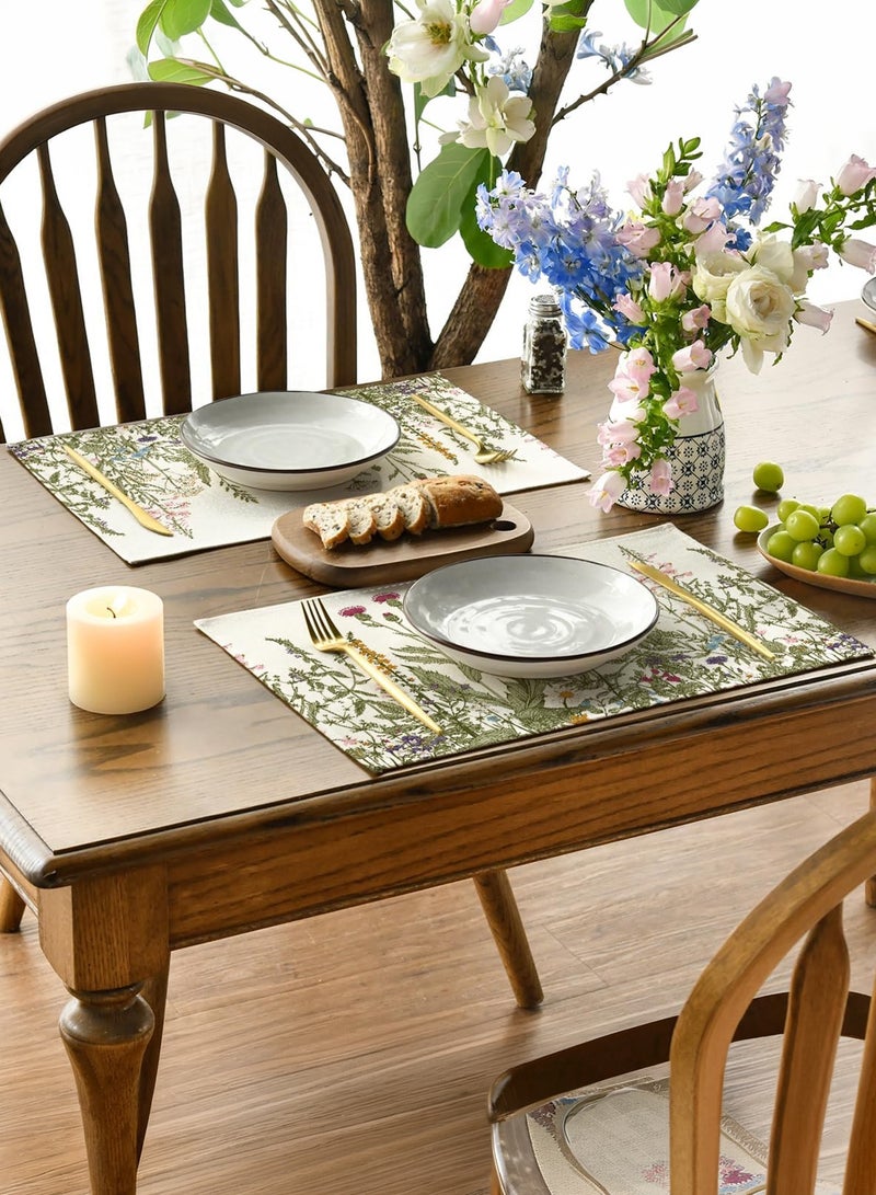 GOOGO Antique Herbs and Wild Flowers Summer Placemats, 4pcs Seasonal Wildflower Spring Table Mats, 45 x 30 cm Table Mat for Party Kitchen Dining Decoration - Image 3