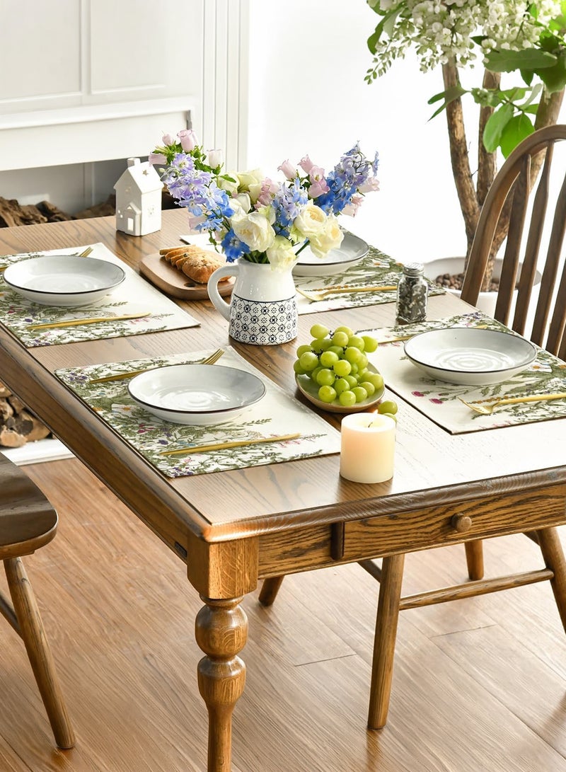 GOOGO Antique Herbs and Wild Flowers Summer Placemats, 4pcs Seasonal Wildflower Spring Table Mats, 45 x 30 cm Table Mat for Party Kitchen Dining Decoration - Image 4