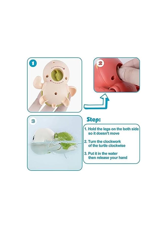 PROMASS Toys for Toddlers 1-3 Wind up Swimming Turtle Baby Bath Toys Toddler Bathtub Toys Mold Free Kids Pool Water Toys Gift for Boys Girls 3 Pcs Multicolor - Image 4
