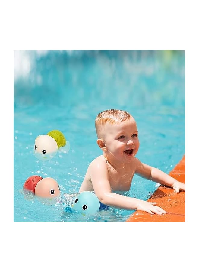PROMASS Toys for Toddlers 1-3 Wind up Swimming Turtle Baby Bath Toys Toddler Bathtub Toys Mold Free Kids Pool Water Toys Gift for Boys Girls 3 Pcs Multicolor - Image 3