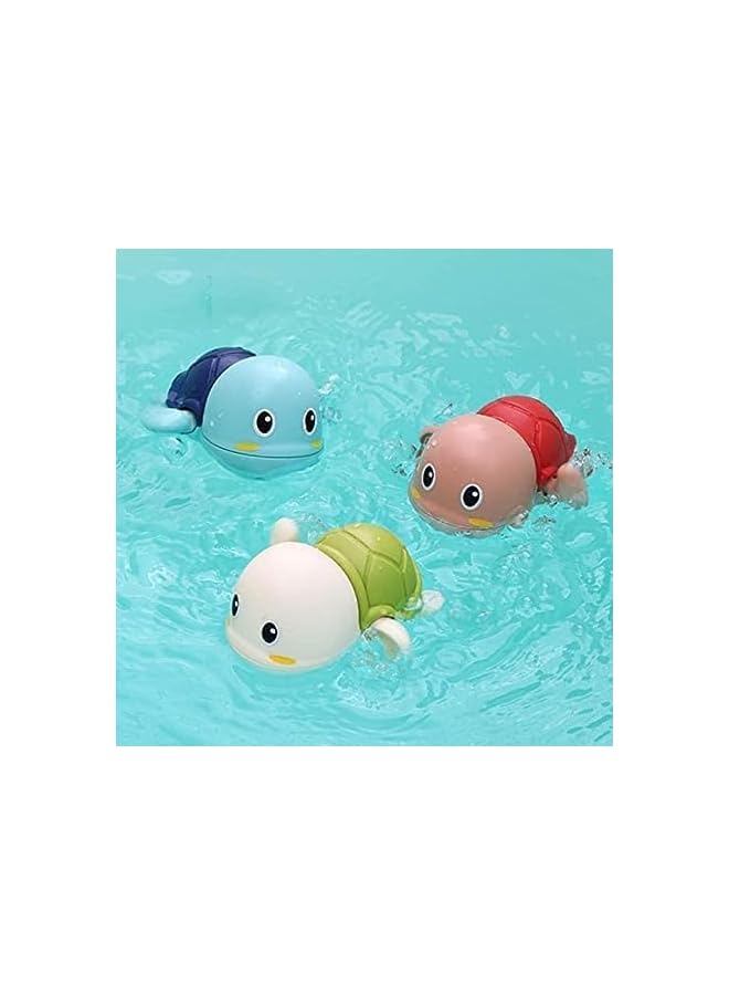 PROMASS Toys for Toddlers 1-3 Wind up Swimming Turtle Baby Bath Toys Toddler Bathtub Toys Mold Free Kids Pool Water Toys Gift for Boys Girls 3 Pcs Multicolor - Image 1