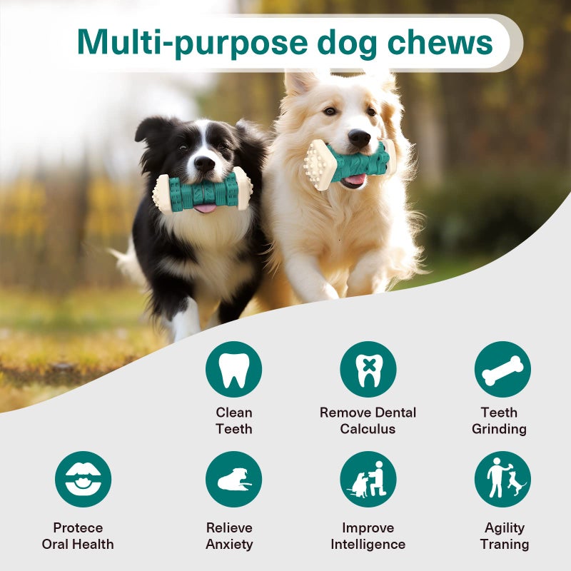 Pceotllar Indestructible Dog Chew Toys, Interactive Puzzle Toys with Beef Flavor, Safe Rubber for Aggressive Chewers - Large, Medium, Small Dogs - Green - Image 5