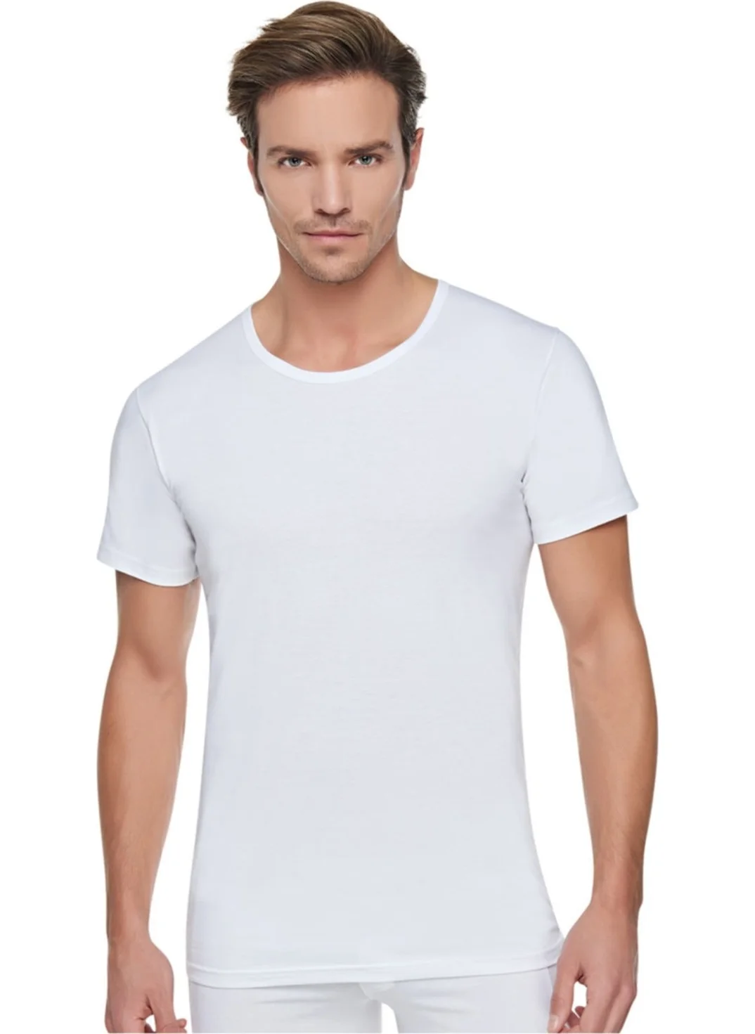 Tutku 6 Pieces White Combed Cotton Crew Neck Undershirt
