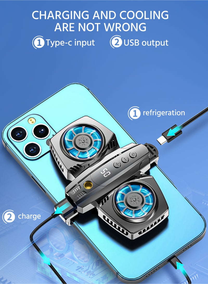 إطار خلفي لتبريد الهاتف المحمول، مروحتان للتبريد، مروحة تبريد محمولة للهاتف المحمول، مروحة عالمية للهاتف المحمول للبث المباشر على تيك توك وغيرها من أجهزة تبريد الهواتف المحمولة. - Image 4